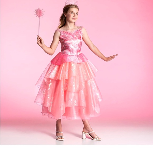 WICKED NEW Glinda the good witch deluxe official girls costume -pink - Picture 6 of 9